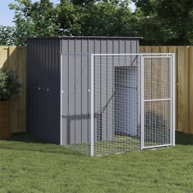 Dog House with Run Anthracite 65"x98.8"x71.3" Galvanized Steel