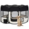 Foldable Dog Playpen with Carrying Bag Black 49.2"x49.2"x24"