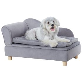 Pet Sofa, Dog Couch for Medium-Sized Dogs and Cats, Soft Velvety Dog Sofa Bed, 81 lbs Loading Cat Sofa, Grey