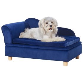 Pet Sofa, Dog Couch for Medium-Sized Dogs and Cats, Soft Velvety Dog Sofa Bed, 81 lbs Loading Cat Sofa, Blue