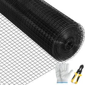 Hardware Cloth, 24" x 100' & 1"x1" Mesh Size, Galvanized Steel Vinyl Coated 16 Gauge Chicken Wire Fencing w/A Cutting Plier & A Pair of Fabric G