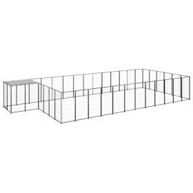 Dog Kennel Black 247.5 ft¬≤ Steel