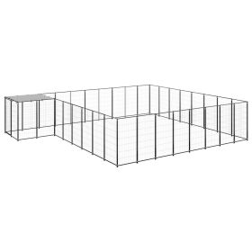 Dog Kennel Black 221.4 ft¬≤ Steel