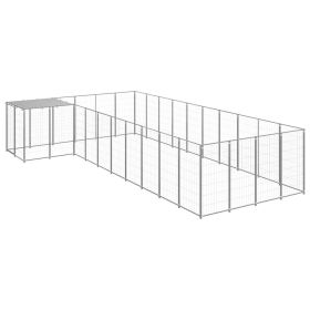 Dog Kennel Silver 143.3 ft¬≤ Steel