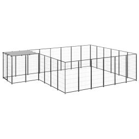 Dog Kennel Black 130.2 ft¬≤ Steel