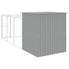 Dog House with Run Light Gray 65"x179.1"x71.3" Galvanized Steel