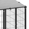 Dog Kennel Black 286.5 ft¬≤ Steel