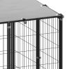 Dog Kennel Black 403.8ft¬≤ Steel