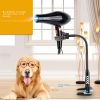 Hair Dryer Holder Hands 360 Degrees Rotatable Hands-Free Hair Dryer Stand Aluminum Alloy Gooseneck Pet Dog Cat Grooming Table Hair Dryer Clip Holder w