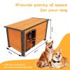 Dog House Outdoor & Indoor Wooden Dog Kennel for Winter with Raised Feet Weatherproof for Large Dogs(Gold red and black)44.5"*26.4"*27.8"(M)