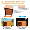 Dog House Outdoor & Indoor Wooden Dog Kennel for Winter with Raised Feet Weatherproof for Large Dogs(Gold red and black)44.5"*26.4"*27.8"(M)