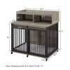 Furniture type dog cage iron frame door with cabinet, top can be opened and closed. Grey, 43.7'' W x 29.9'' D x 42.2'' H