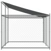 Dog Cage with Roof and Door Gray 13.1'x6.6'x6.6' Galvanized Steel