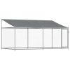 Dog Cage with Roof and Door Gray 13.1'x6.6'x6.6' Galvanized Steel