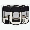 Foldable Dog Playpen with Carrying Bag Black 43.3"x43.3"x22.8"