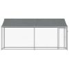 Dog Cage with Roof and Door Gray 13.1'x6.6'x6.6' Galvanized Steel