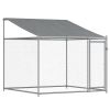 Dog Cage with Roof and Door Gray 13.1'x6.6'x6.6' Galvanized Steel