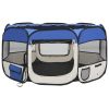 Foldable Dog Playpen with Carrying Bag Blue 49.2"x49.2"x24"