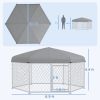 PawHut 6.9' x 6.1' x 4.9' Dog Kennel Outdoor Dog Run with Waterproof, UV Resistant Roof, Lockable Door, for Medium and Large-Sized Dogs, Silver