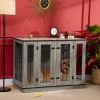 Large Furniture Style Dog Crate with Removable Panel Dark Walnut