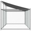 Dog Cage with Roof and Door Gray 19.7'x6.6'x6.6' Galvanized Steel