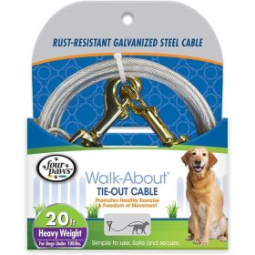 Four Paws Dog Tie Out Cable  Heavy Weight (Option: Black  20' Long Cable)