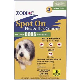 Zodiac Spot on Flea & Tick Controller for Dogs (Option: Large Dogs over 60 lbs (4 Pack))