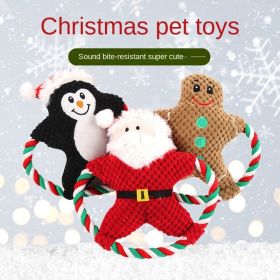 Christmas pet plush toys dog voice toys grinding teeth resistant toys cat toy cartoon cotton rope toy (Color: Red)