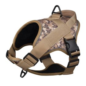 Dog Harness; large dog training tactical chest strap; K9 pet chest strap; vest type reflective dog rope; explosion-proof impulse traction (Specification (L * W): S, colour: Blue camouflage)