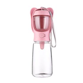 2 In 1 Dog Water Bottle, Leak Proof Portable Pet Water Bottle With Food Container, Outdoor Portable Water Dispenser For Dog, Puppy Supply For Walking, (Color: Pink, size: 550ml)