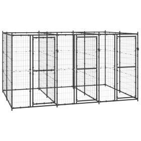 Outdoor Dog Kennel Steel 78.1 ft¬≤ (Color: Black)