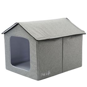 Pet Life "Hush Puppy" Electronic Heating and Cooling Smart Collapsible Pet House (Color: Grey, size: large)