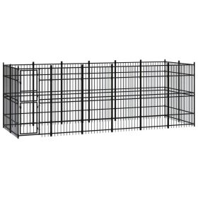 Outdoor Dog Kennel Steel 119 ft¬≤ (Color: Black)