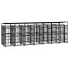 Outdoor Dog Kennel with Roof Steel 138.9 ft¬≤