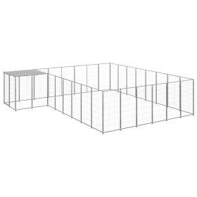 Dog Kennel Silver 169.3 ft¬≤ Steel (Color: Silver)