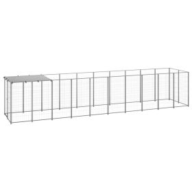 Dog Kennel Silver 65.1 ft¬≤ Steel (Color: Silver)