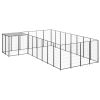 Dog Kennel Black 117.2 ft¬≤ Steel