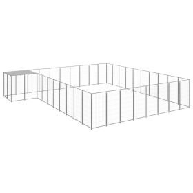 Dog Kennel Silver 273.5 ft¬≤ Steel (Color: Silver)