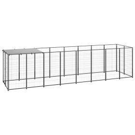 Dog Kennel Black 52.1 ft¬≤ Steel (Color: Black)