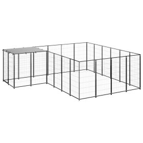 Dog Kennel Black 91.2 ft¬≤ Steel (Color: Black)