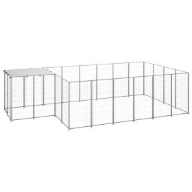 Dog Kennel Silver 91.2 ft¬≤ Steel (Color: Silver)