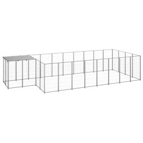 Dog Kennel Silver 117.2 ft¬≤ Steel (Color: Silver)