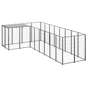 Dog Kennel Black 65.1 ft¬≤ Steel (Color: Black)