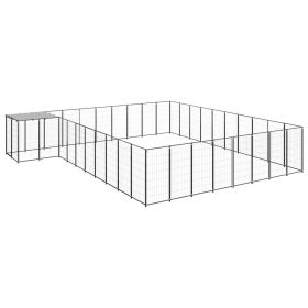 Dog Kennel Black 273.5 ft¬≤ Steel (Color: Black)