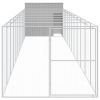 Dog House with Run Light Gray 84.3"x501.2"x71.3" Galvanized Steel