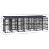 Outdoor Dog Kennel with Roof Steel 138.9 ft¬≤