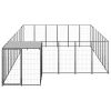 Dog Kennel Black 169.3 ft¬≤ Steel