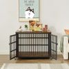 Furniture style dog crate wrought iron frame door with side openings, Grey, 38.4''W x 27.7''D x 30.2''H.