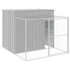 Dog House with Run Light Gray 84.3"x99.6"x71.3" Galvanized Steel