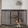 36 Inch Folding Wooden Freestanding Pet Gate Dog Gate with 360¬∞ Flexible Hinge